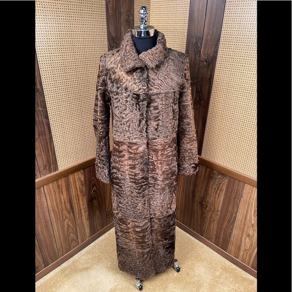 Giuliana Teso Full Length Persian Lamb Broadtail Fur Reversible Coat Small - Picture 1 of 10